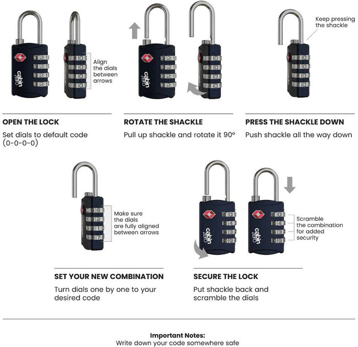Kłódka szyfrowa do bagażu CabinZero TSA Travel Lock Original Grey, zdjęcie 3